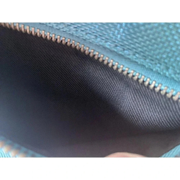 Square By Sondra Robert’s Bluegreen Nylon Black Leather Trim Crossbody Bag - Picture 4 of 6